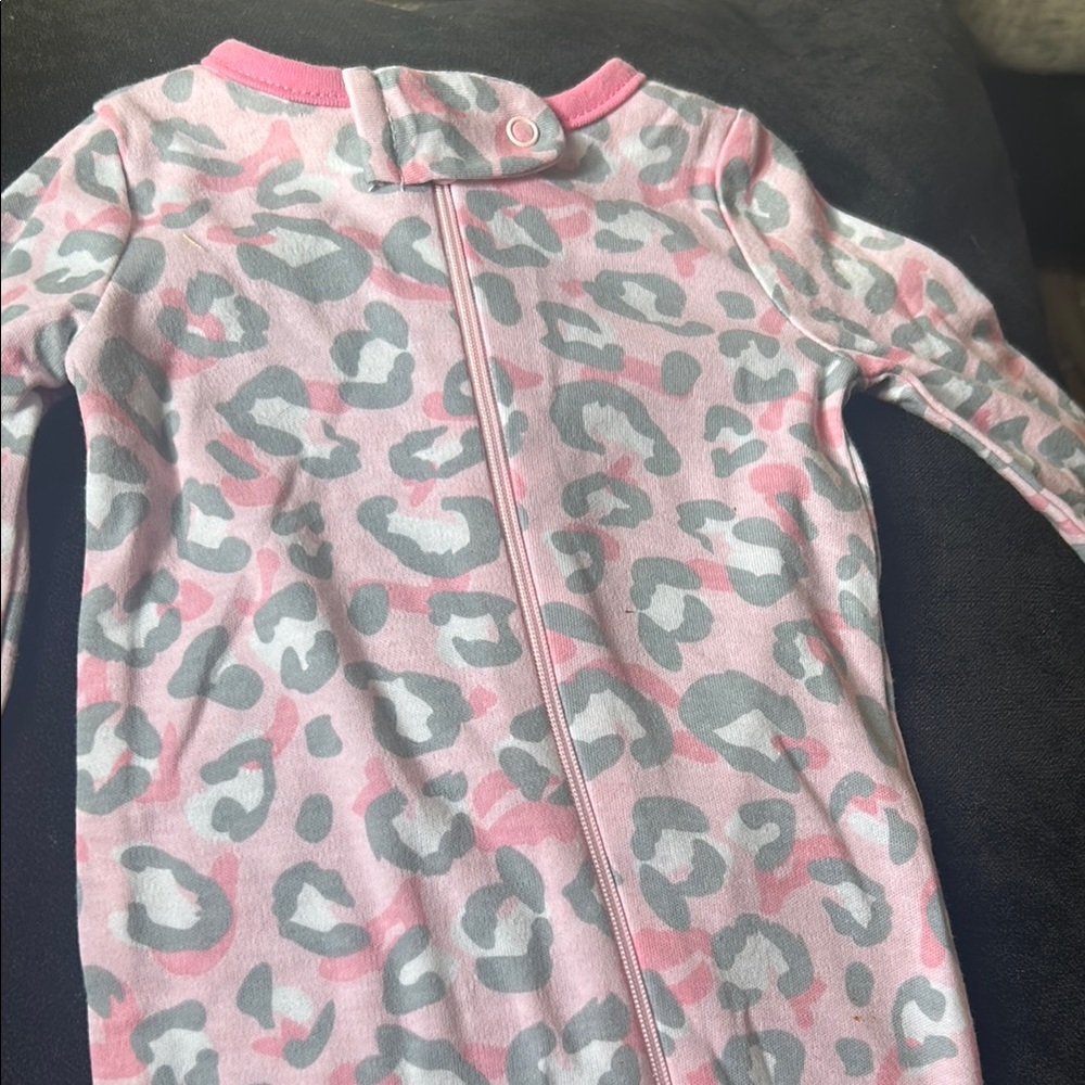 Pink and Gray Leopard Print Baby Onesie